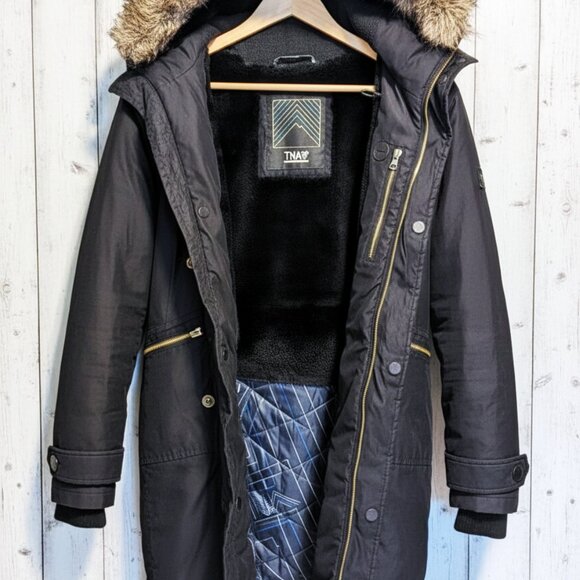 ARITZIA TNA Verbier Parka Women (S) Small Black Faux Fur Hood Winter Jacket Coat - Picture 3 of 10